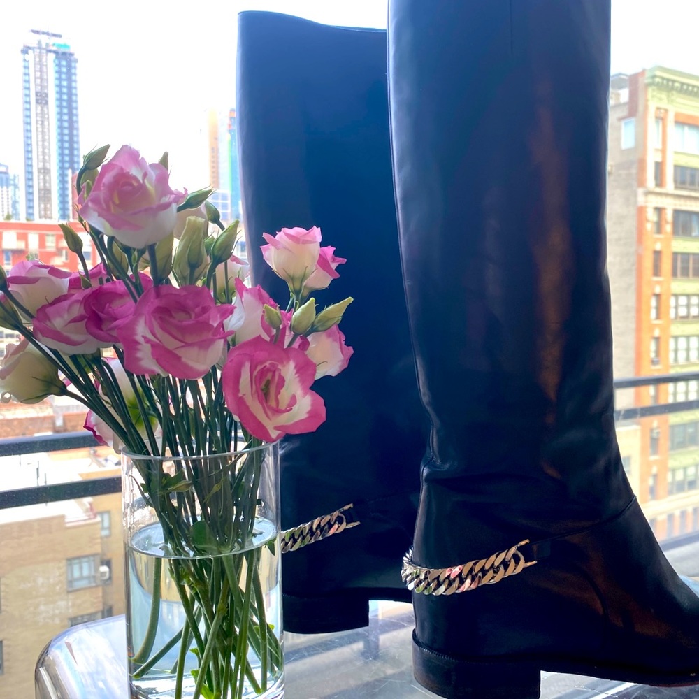 Christian Louboutin Chain-Link Riding Boots